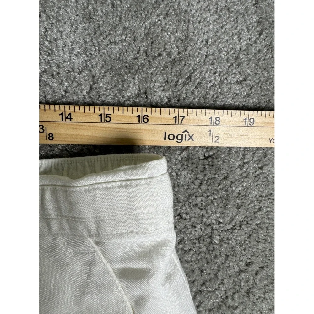 Cubavera Mens Large White Linen Blend Drawstring Elastic Waist Relaxed Pants